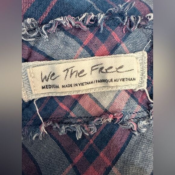 We The Free Seeking Starlight Plaid Light Blue Boho Coastal Cowgirl Top Size M - Picture 11 of 14
